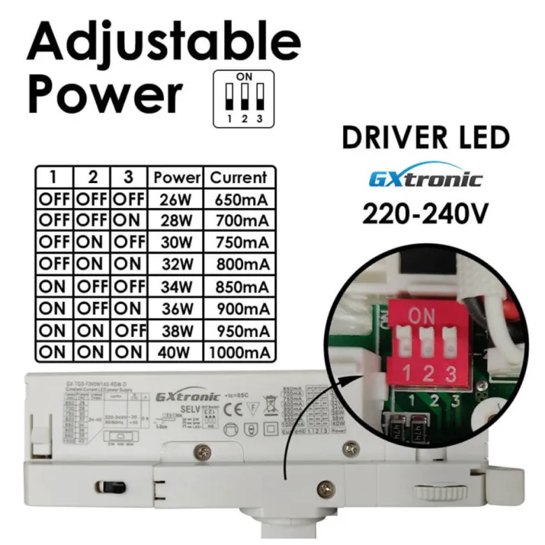 Driver LED ROMA/SAMOS, 40W-26W, blanco, trifásico