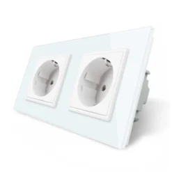 Enchufe Schuko doble EU 16A, frontal blanco LIVOLO