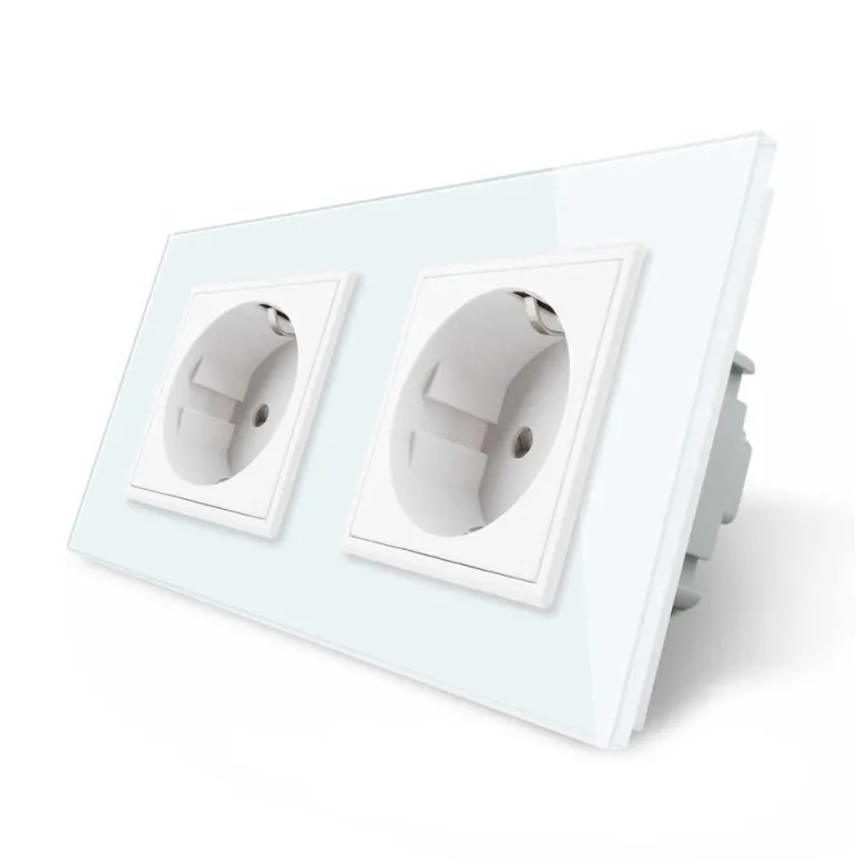 Enchufe Schuko doble EU 16A, frontal blanco LIVOLO