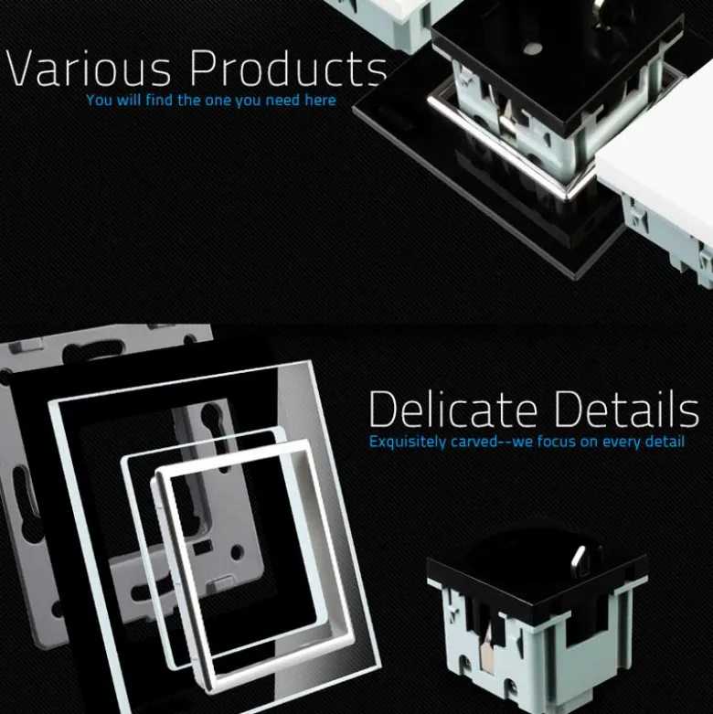 Enchufe Schuko EU 16A, frontal negro LIVOLO