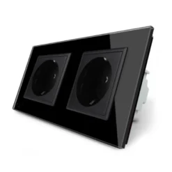 Enchufe Socket doble EU 16A, frontal negro LIVOLO
