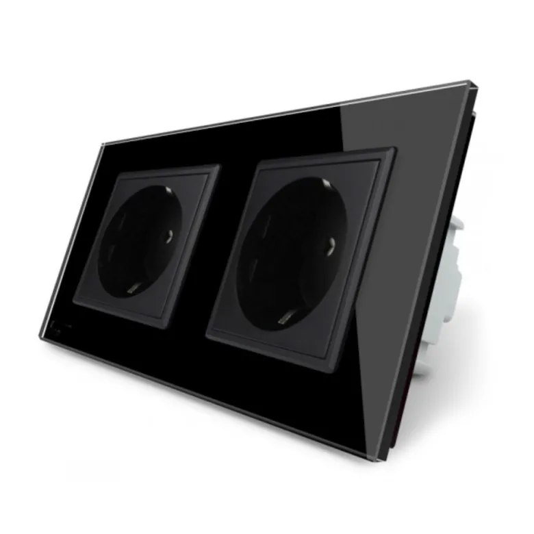 Enchufe Socket doble EU 16A, frontal negro LIVOLO