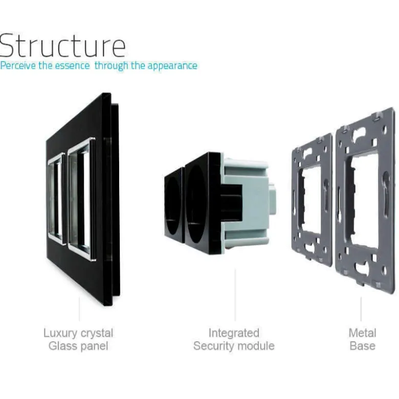 Enchufe Socket doble EU 16A, frontal negro LIVOLO