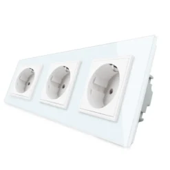Enchufe triple tipo SCHUKO EU de 16A, frontal blanco LIVOLO