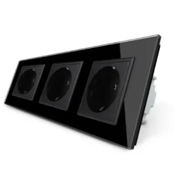 Enchufe triple tipo SCHUKO EU de 16A, frontal negro LIVOLO