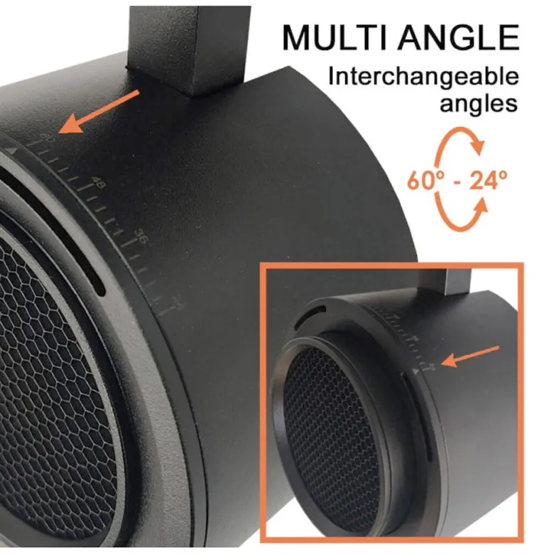 Foco carril Monofásico ROMA, 40W-34W, negro, regulable 24º-60º, UGR13, CCT