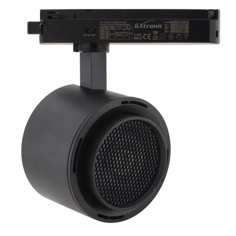 Foco carril Monofásico ROMA, 40W-34W, negro, regulable 24º-60º, UGR13, CCT