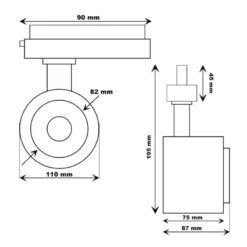 Foco carril Monofásico ROMA, 40W-34W, negro, regulable 24º-60º, UGR13, CCT