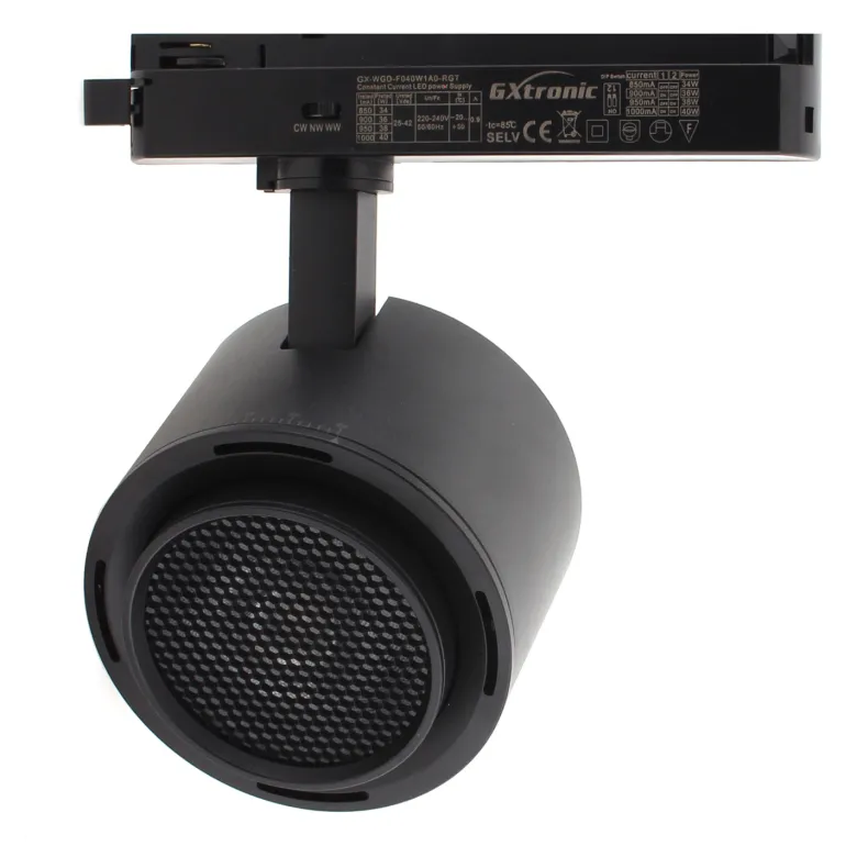 Foco carril Monofásico ROMA, 40W-34W, negro, regulable 24º-60º, UGR13, CCT
