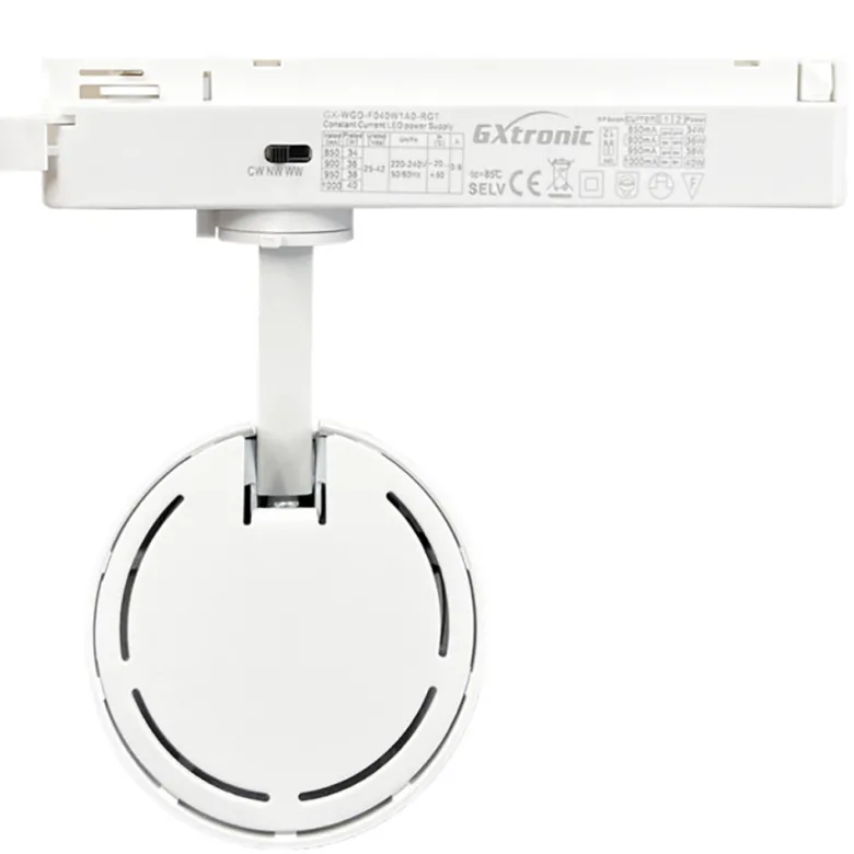 Foco carril Trifásico SAMOS, 40W-26W, blanco, 24º-60º, UGR13, CCT