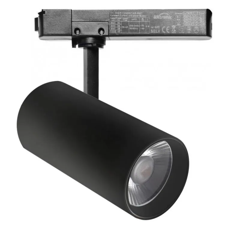 Foco LED ZOLTAR carril Monofásico, 34-40W, CRI<92, UGR13, negro