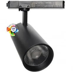 Foco LED ZOLTAR carril Monofásico, 34-40W, CRI<92, UGR13, negro