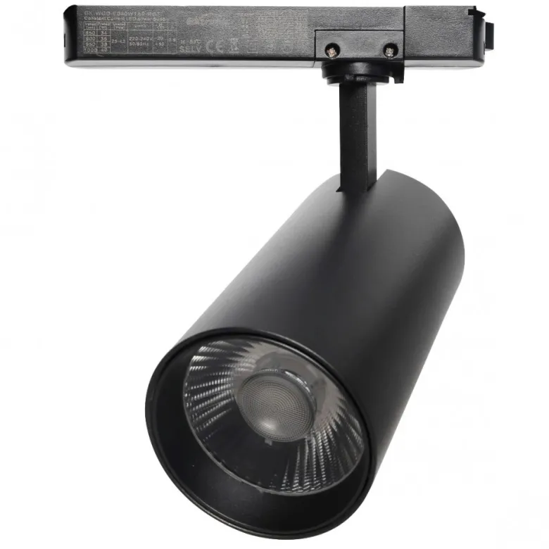 Foco LED ZOLTAR carril Monofásico, 34-40W, CRI<92, UGR13, negro