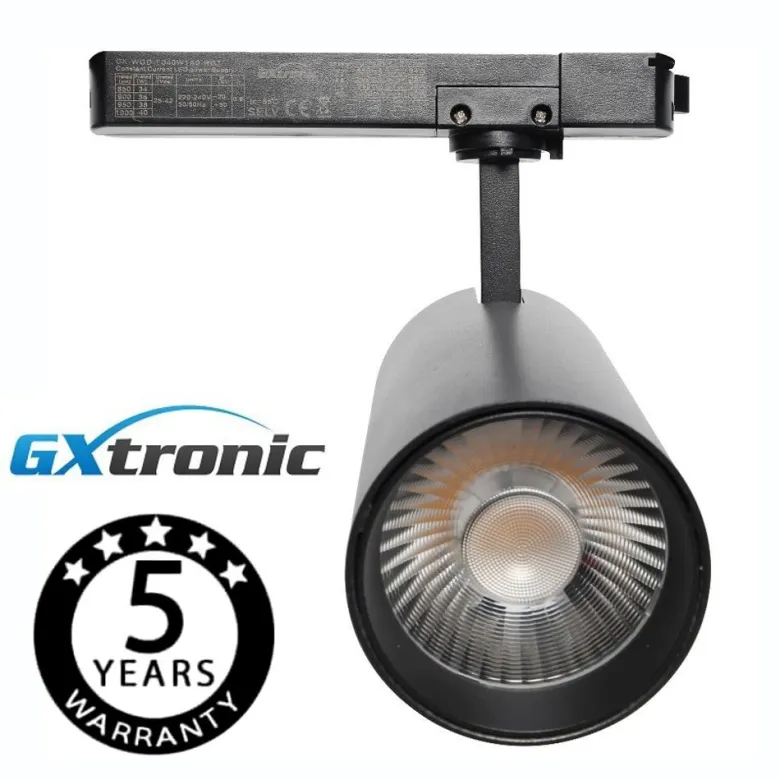 Foco LED ZOLTAR carril Monofásico, 34-40W, CRI<92, UGR13, negro