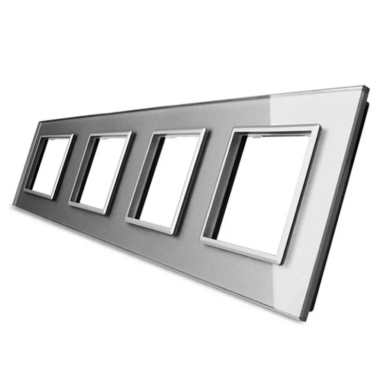 Frontal 4x cristal gris, 4x huecos LIVOLO