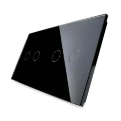 Frontal 2x cristal negro, 4 botones LIVOLO