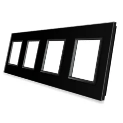 Frontal 4x cristal negro, 4x huecos LIVOLO