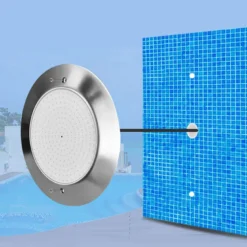 Kit Lámpara LED SLIM 5mm Ø230mm para piscinas, 12V AC/DC, IP68, 35W, RGB, acero inox 316 + mando