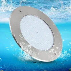 Kit Lámpara LED SLIM 5mm Ø230mm para piscinas, 12V AC/DC, IP68, 35W, RGB, acero inox 316 + mando