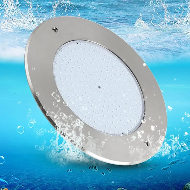Kit Lámpara LED SLIM 5mm Ø230mm para piscinas, 12V AC/DC, IP68, 35W, RGB, acero inox 316 + mando