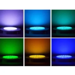 Kit Lámpara LED SLIM 5mm Ø230mm para piscinas, 12V AC/DC, IP68, 35W, RGB, acero inox 316 + mando