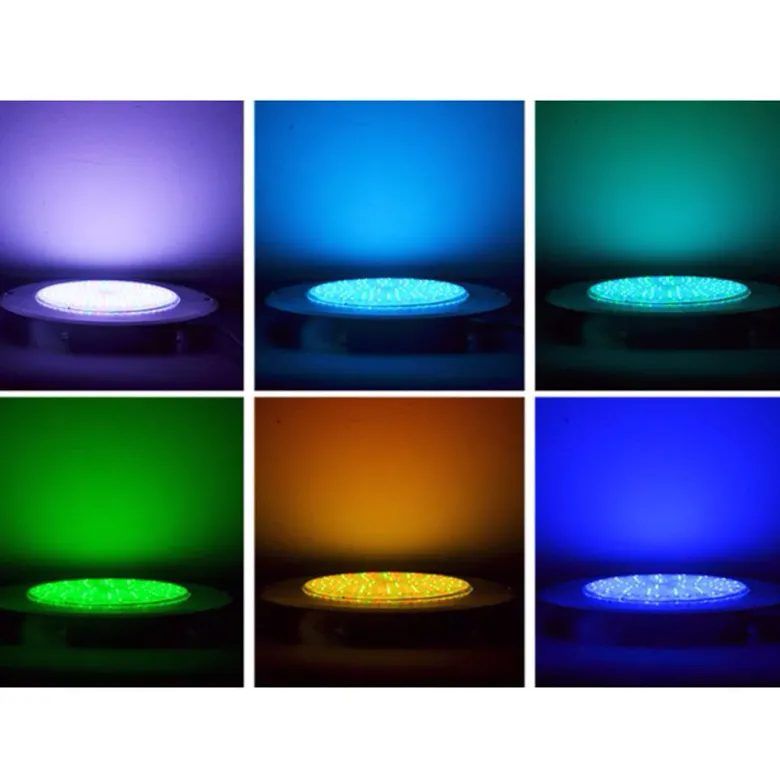Kit Lámpara LED SLIM 5mm Ø230mm para piscinas, 12V AC/DC, IP68, 35W, RGB, acero inox 316 + mando