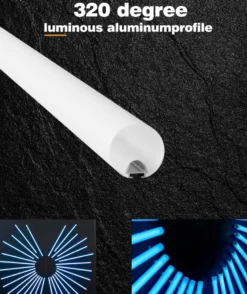 KIT - Perfil aluminio BAROUND Ø30 320º, para tiras LED, 1 metro