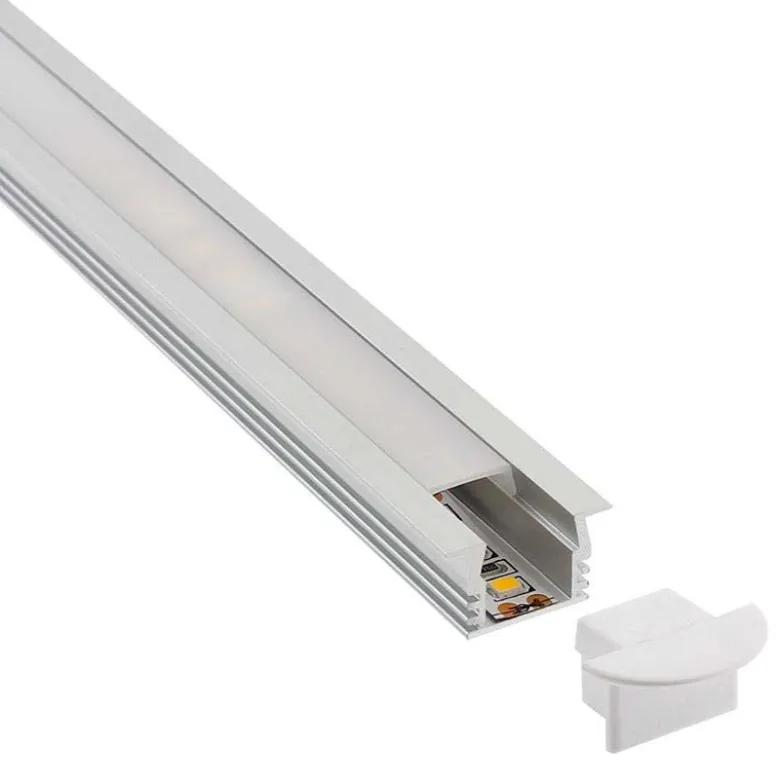 KIT - Perfil aluminio CAMPRO para tiras LED, 2 metros