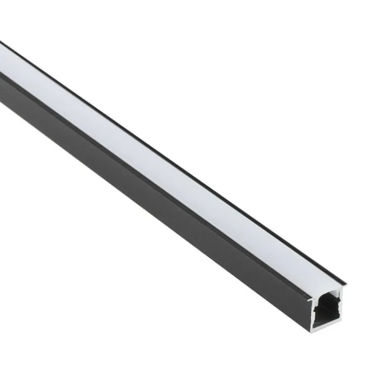 KIT - Perfil aluminio EKUB 1010 para tiras LED, 1 metro, negro