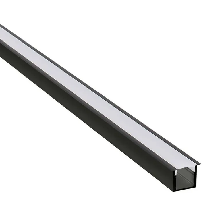 KIT - Perfil aluminio EKUB 1010 para tiras LED, 2 metros, negro