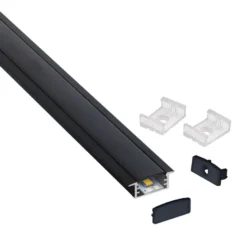 KIT - Perfil aluminio HAIN para tiras LED, 2 metros, negro