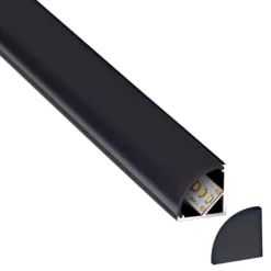 KIT - Perfil aluminio KORK-mini para tiras LED, 2 metros, negro