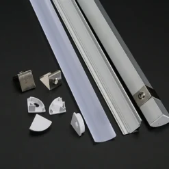 KIT - Perfil aluminio KORK-mini para tiras LED, 2 metros, negro