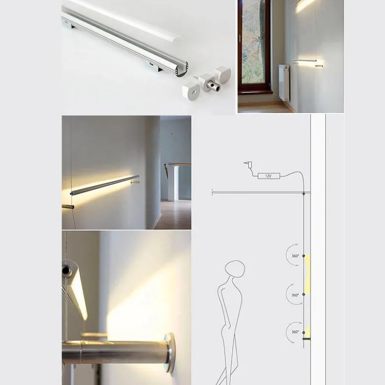 KIT - Perfil aluminio KROB para tiras LED, 1 metro