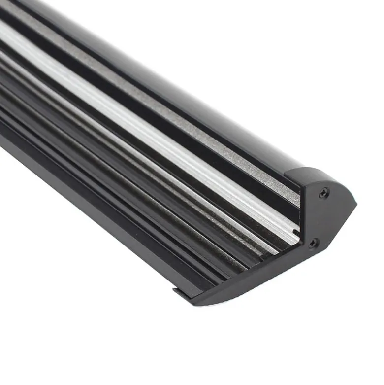 KIT - Perfil aluminio negro CINEMA para tiras LED, 1 metro