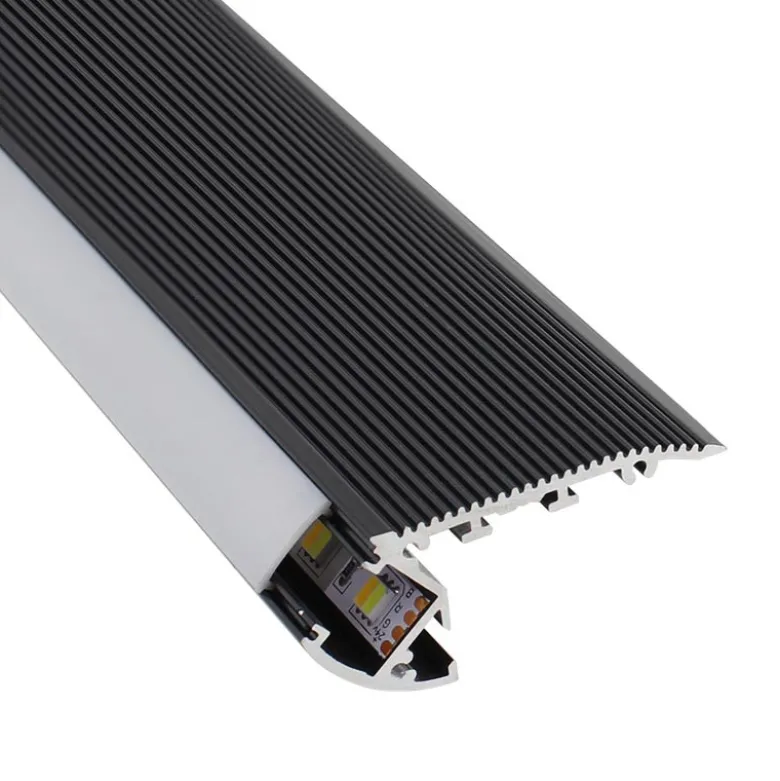 KIT - Perfil aluminio negro CINEMA para tiras LED, 2 metros