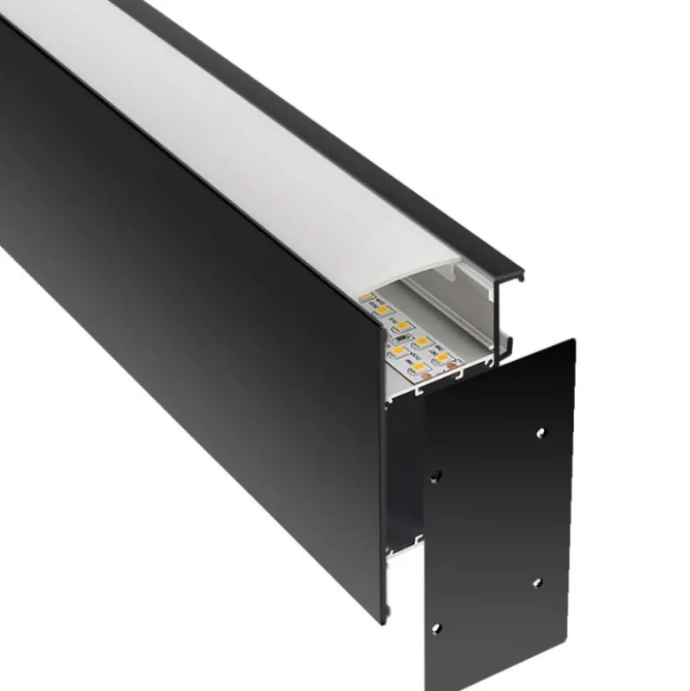 KIT - Perfil aluminio NewWALL para tiras LED, 2 metros, negro