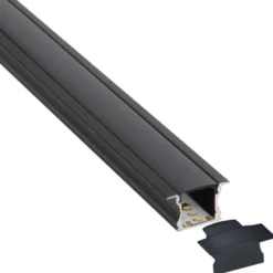 KIT - Perfil aluminio RIDA para tiras LED, 1 metro, negro
