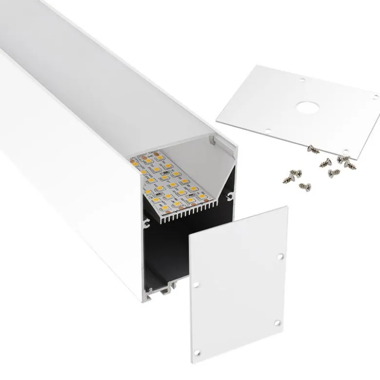 KIT - Perfil aluminio SERK para tiras LED, 1 metro, blanco