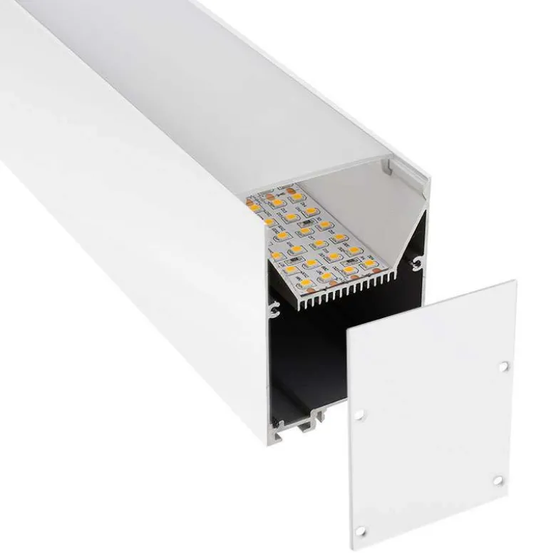 KIT - Perfil aluminio SERK para tiras LED, 2 metros, blanco