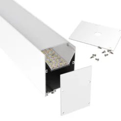 KIT - Perfil aluminio SERK para tiras LED, 2 metros, blanco