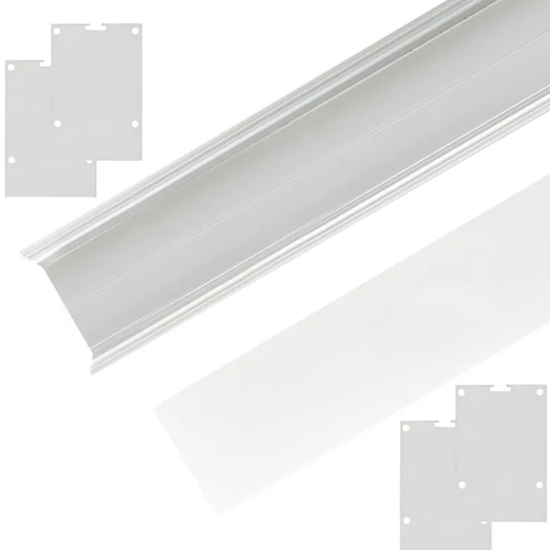 KIT - Perfil aluminio SERK para tiras LED, 1 metro, negro