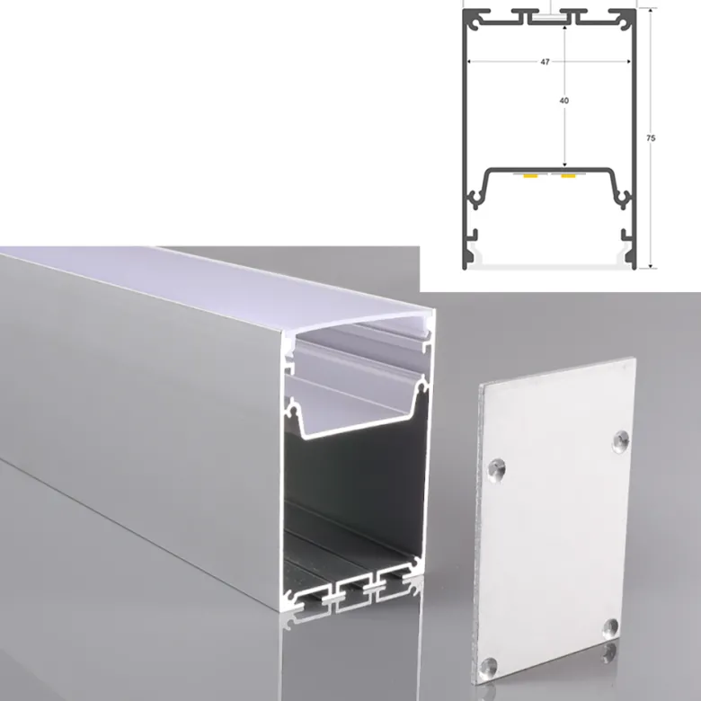 KIT - Perfil aluminio SERK para tiras LED, 1 metro, negro
