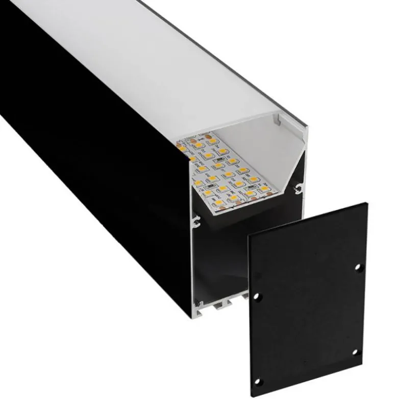 KIT - Perfil aluminio SERK para tiras LED, 1 metro, negro