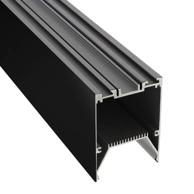 KIT - Perfil aluminio SERK para tiras LED, 1 metro, negro