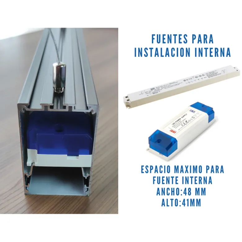 KIT - Perfil aluminio SERK para tiras LED, 1 metro, negro