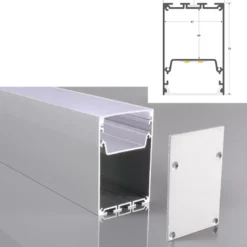 KIT - Perfil aluminio SERK para tiras LED, 2 metros, negro