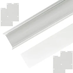 KIT - Perfil aluminio SERK para tiras LED, 2 metros, negro