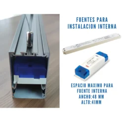 KIT - Perfil aluminio SERK para tiras LED, 2 metros, negro