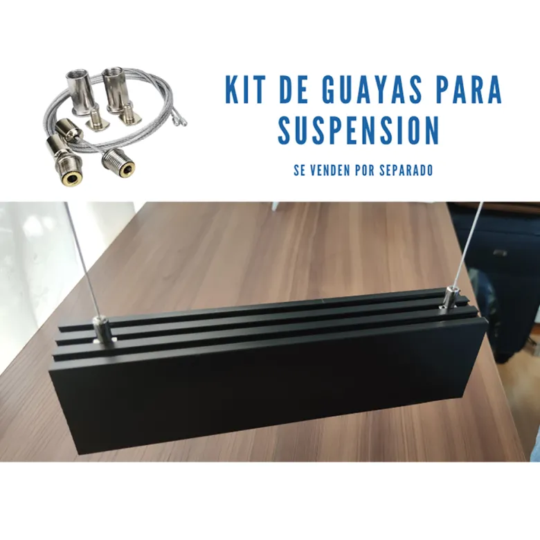 KIT - Perfil aluminio SERK para tiras LED, 2 metros, negro